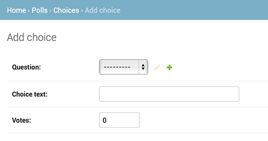 Choice admin page